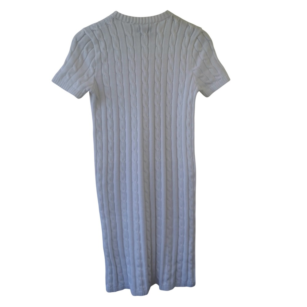 Polo by Ralph Lauren White Cable-Knit Midi Dress with Navy Pony - Picture 9 of 11